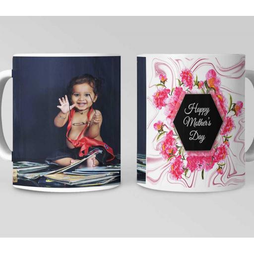 Personalised Mother's Day Mug- Pink Carnations - Add Message