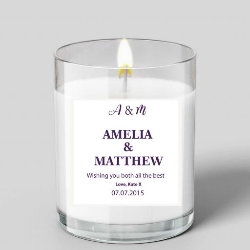 Personalised Couple Glass Scented Candle with Names & Message