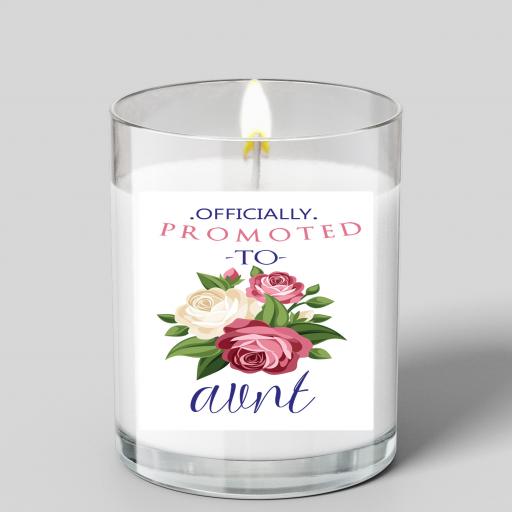 Personalised 'Officially Promoted to Aunt' Glass Scented Candle - Add Your Own Text