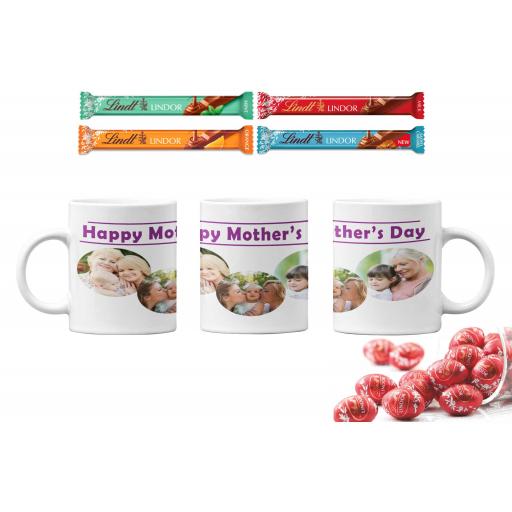 Lindt Lindor Chocolate Hamper with a Personalised Mother's Day Photo Mug