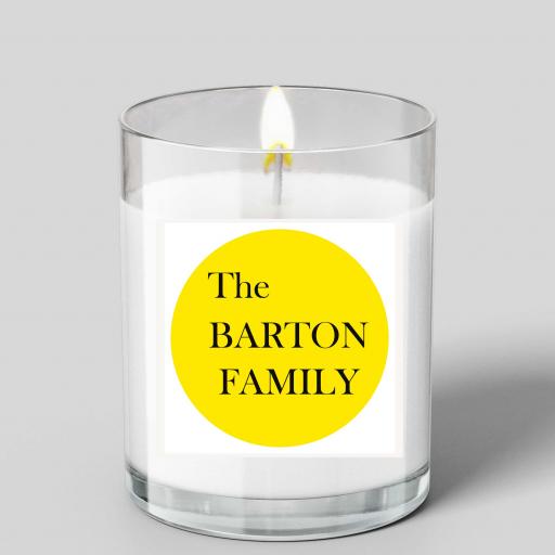 Personalised Family Name Glass Scented Candle