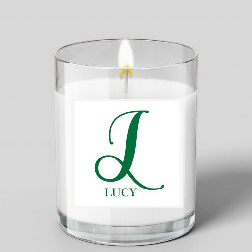 Personalised Name &amp; Initial Glass Scented Candle