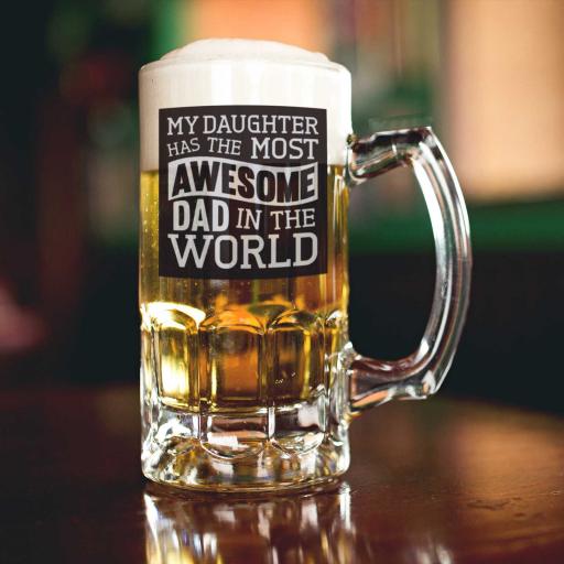 'Awesome Dad in the World' Beer &amp; Snacks Hamper with a Personalised Pint Tankard Glass