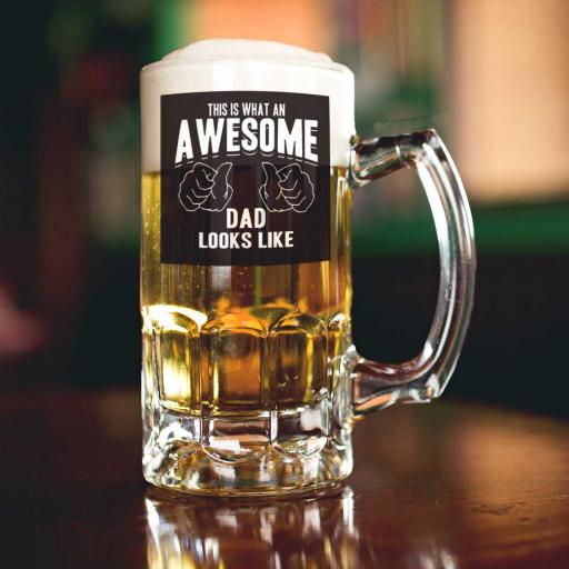 'Awesome Dad Looks Like' Father's Day Beer & Snacks Hamper with a Personalised Pint Tankard Glass