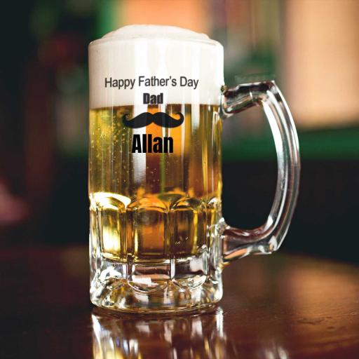 Happy Father's Day Beer &amp; Snacks Hamper with a Personalised Pint Tankard Glass