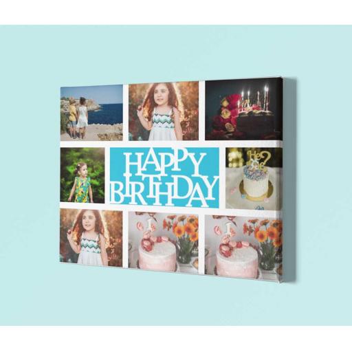 Personalised 'Happy Birthday' Photo Collage Canvas