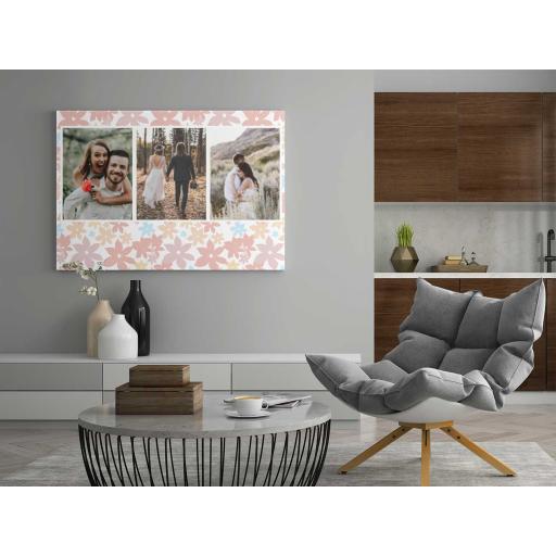 Personalised 3 Photo Collage Canvas - Autumn Background