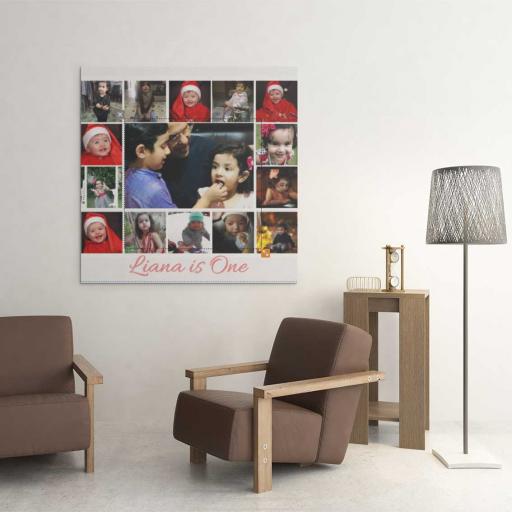 Personalised Canvas with 15 Photos Collage & Text