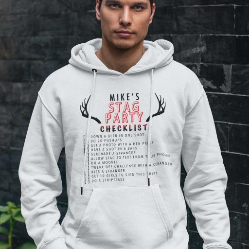 Personalised Hoodie 'Stag Party - Checklist' - Add Name