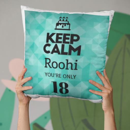Keep Calm You're Only (AGE) - Personalised Birthday Cushion on Zion Geo Design