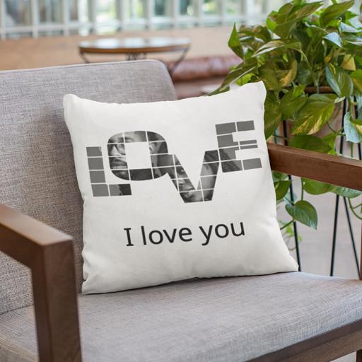 Personalised LOVE Photo Cushion - Add Photo / Message