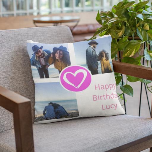 Personalised 3 Photo Collage Cushion - Add Photos &amp; Text