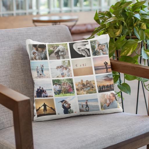 Personalised Multi Photo Collage Cushion - 16 Photos Collage