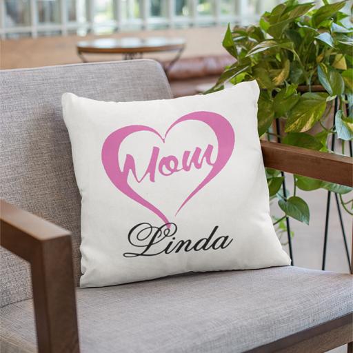 Personalised 'Mom' Cushion Cover for Mother - Add Name