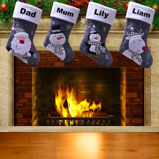 Personalised Deluxe Matching Family Christmas Stockings Set