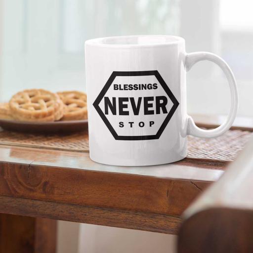Personalised 'Blessings Never Stop' Mug - Add Name