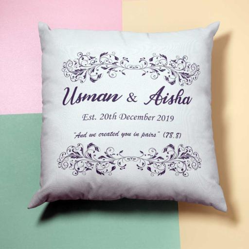 Personalised Vector Border (b) Name Cushion - Add Names/Date
