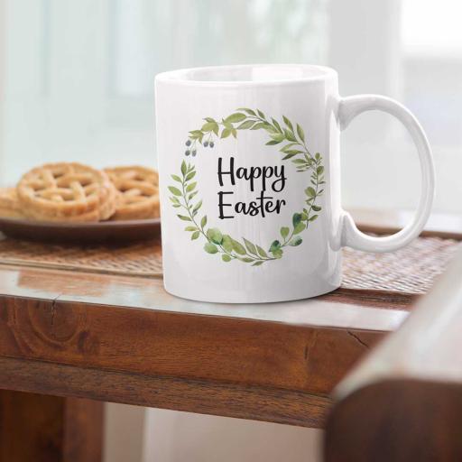Personalised Happy Easter Wreath Mug - Add Name