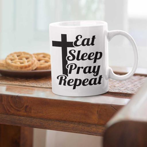 Personalised 'Eat, Sleep, Pray, Repeat' Mug - Add Name