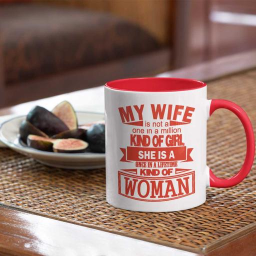 'One in a Lifetime Kind of Woman' Personalised Colour Inside Mug for Wife
