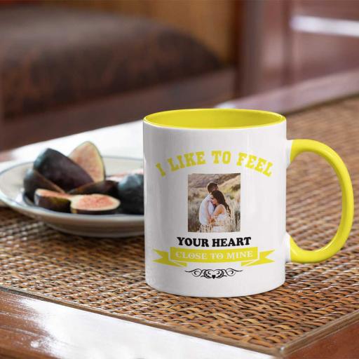Personalised 'I Like to Feel Your Heart' Colour Inside Mug