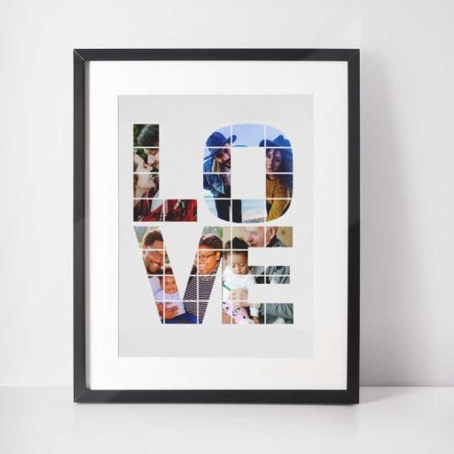 Personalised 4 Photo Collage 'LOVE' Wall Art - Upload Photos