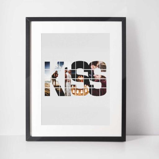 Personalised 'KISS' 4 Photo Wall Art - Upload Photos