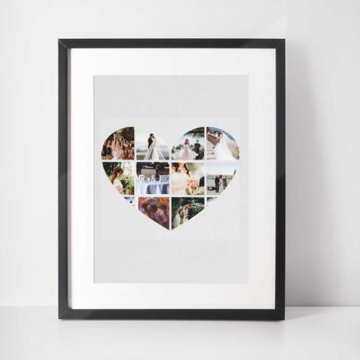 Personalised Multi Photo Heart Collage Wall Art - Upload Photos