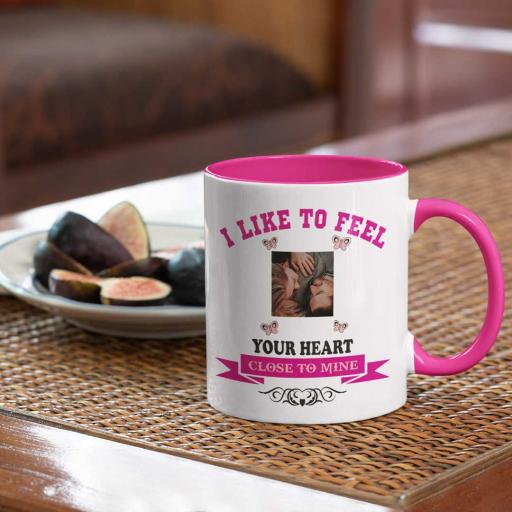 'I Like to Feel Your Heart' - Personalised Colour Inside Photo Mug