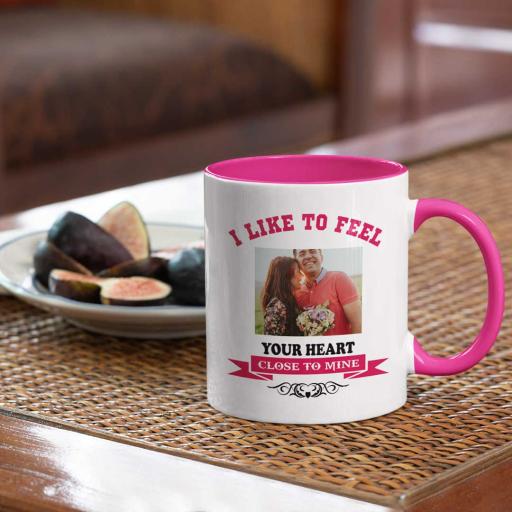 'I Like to Feel Your Heart' - Personalised Colour Inside Mug