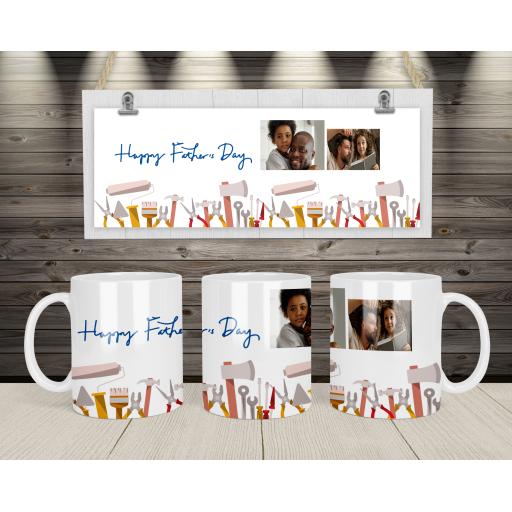 Personalised 'Happy Father's Day' Mug - Upload 2 Photos