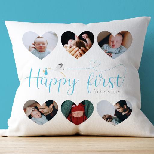 Personalised 6 Photos Collage Father's Day Cushion for a First Time Dad