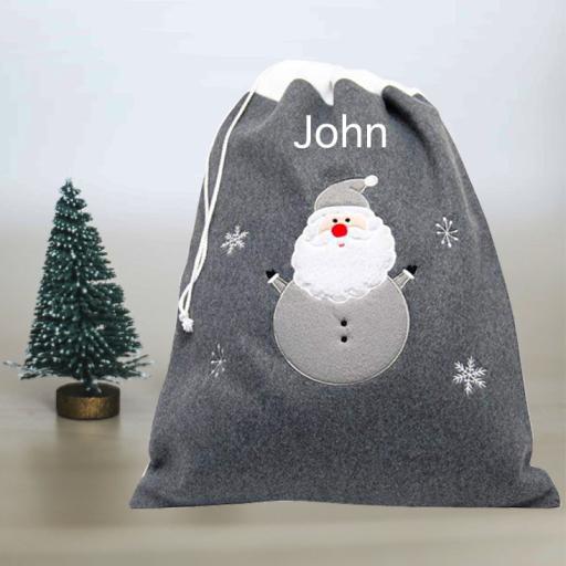 Personalised Deluxe Plush Charcoal Embroidered Christmas Sack