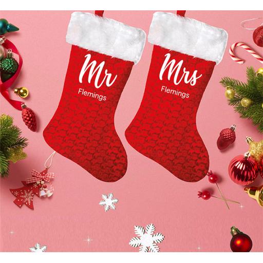 Personalised Mr & Mrs Couple Christmas Stockings - Add Names
