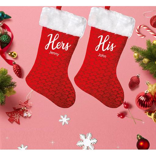 Personalised His & Hers Couple Christmas Stockings - Add Names