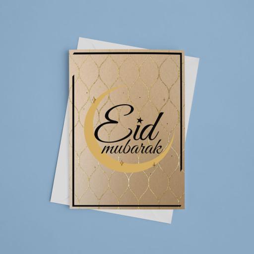Personalised Yellow Chand Eid Mubarak Card - Add Name/Message