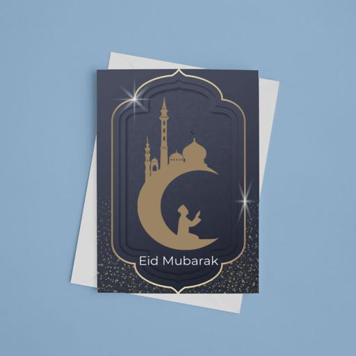 Personalised Man Praying Eid Mubarak Card - Add Name/Message