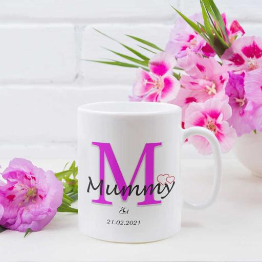 Personalised 'Mummy Est DATE' Mug &/or Matching Cushion Cover - Add Name/Date