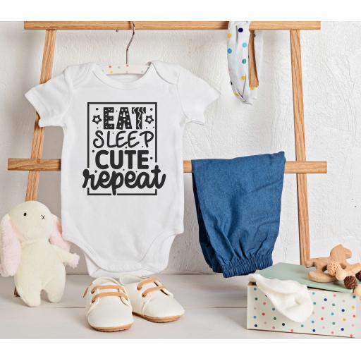 Personalised 'Eat Sleep Cute Repeat' Babygrow