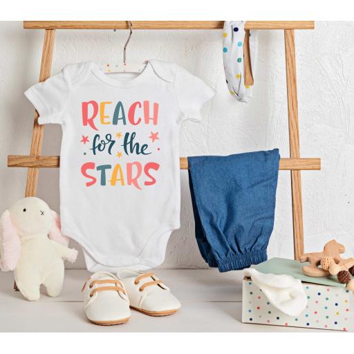 Personalised 'Reach For The Stars' Babygrow