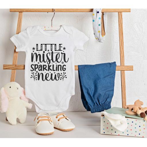 Personalised 'Little Mister Sparkling New' Babygrow