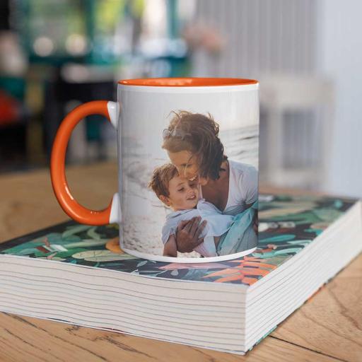 Personalised Orange Coloured Inside Mug with Your Image and Text