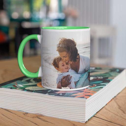 Personalised Green Coloured Inside Mug with Your Image and Text