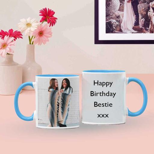 Personalised Sky Blue Coloured Inside Mug with Your Image and Text