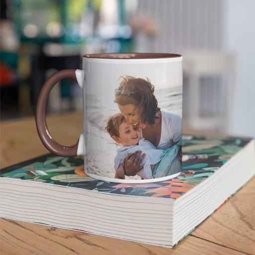 Personalised Brown Coloured Inside Mug with Your Image and Text
