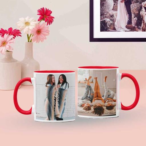 Personalised Coloured Inside Mug with 2 Photos - Choose Mug Colour