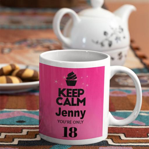 Keep Calm You are Only (AGE) - Personalised Birthday Mug - Fairy Lights