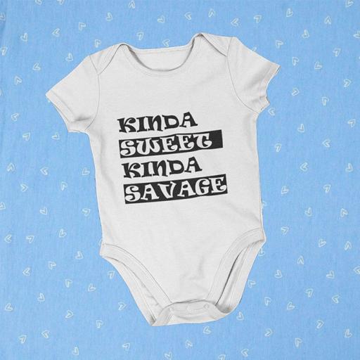 Personalised 'Kinda Sweet Kinda Savage' Babygrow