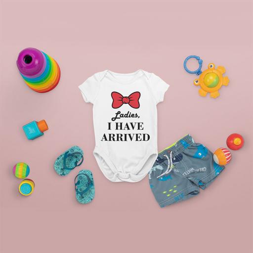 Personalised 'Ladies, I Have Arrived' Babygrow