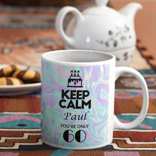 Keep Calm You are Only (AGE) - Personalised Birthday Mug - Retro